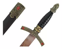 Mini Espada Adaga Medieval Cruz De Malta Bainha De Couro