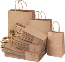 Bolsa De Papel Madera Con Manija 30x22x10 X50u -1era Calidad