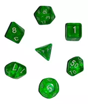 Jogo Dados 7 Peças Kit Dungeons And Dragons Rpg Verde