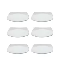 Set X6 Platos Playos Cuadrados Vidrio Templado Opalina Hogar