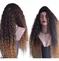 Peruca Wig Half Cabelo Ondulado Cacheado Afro Igual Ao Human