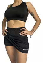 Conjunto Calza Short Pollera + Top Lycra Entrenamiento