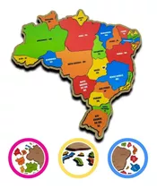 Mapa Do Brasil Quebra Cabeça Infantil Em Madeira Geografia
