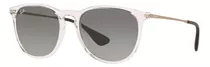 Anteojos De Sol Ray-ban Erika Classic Standard Con Marco De Nailon Color Matte Transparent Grey, Lente Grey De Policarbonato Degradada, Varilla Gold De Metal - Rb4171