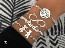 Pulsera Nombre En Plata + Cadena + Caja  Regalo. Envíogratis