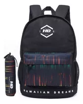 Kit Mochila De Costas Masculina Resistente + Estojo Escolar Cor Preto C/ Detalhes