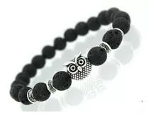 Pulsera Hombre  Bolas Negra Buho Plateado Chic Fashion Moda