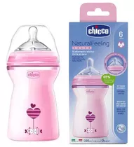 Mamadeira Step Up Color 330 Ml Chicco 6+ Fluxo Rápido Cor Rosa Estrela