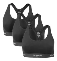 Pack 3 Tops Deportivos Mujer Algodon Corpiño Briganti Sport