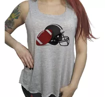 Musculosa Dama Pelota Rygby Y Casco Protector Cabeza