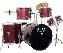 Bateria Acústica New York 2t Pr Sp Vinho Wine Sparkle Cor Bordô