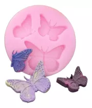 Molde Silicona 3 Mariposas Repostería Fondant Porce Resina 