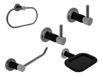 Combo Set Accesorios Baño 5 Piezas Oxford Negro C