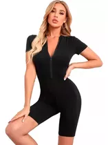 Catsuit Mono Jumpsuit Elastizado Con Cierre Short Lycra 