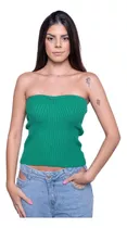 Blusa Top Cropped Modal Tomara Que Caia Tricô Verão Decotado