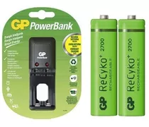 Cargador Gp + 2 Baterías Aa  2700 Mah Recargables  Ideal Wii