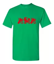 Remera Estampada Verde Navidad Letra Diseño Rojo Santa