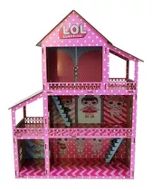 Casa De Bonecas Lol Mdf Grande Adesivada Rosa Casinha Polly 