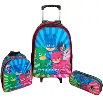 Kit Mochila Com Rodinhas Infantil Meninos Vários Personagens