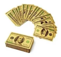 Baralho Dourado Ouro 24k Dollar Poker Cartas Jogos P'agua