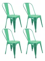 Kit X4 Sillas Tolix Para Comedor Cafetería Restaurante Color De La Estructura De La Silla Verde Menta