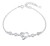 Pulsera En Plata 925 Corazón Con Tres Corazoncitos. Inspira