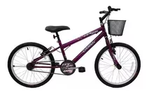 Bicicleta Infantil Aro 20 Feminina Star Girl Roxa Com Cesta