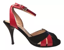 Zapato De Baile Tango Salsa Fiesta Hermoso Rojo Y Negro 7,5 