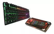 Teclado Gamer Pc Usb Retroiluminado Tricolor Gx50 Color Del Teclado Negro Idioma Español Latinoamérica