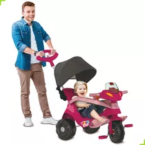 Triciclo Velobaby Reclinável Com Capota 339- Bandeirante Cor Rosa/verde-piscina