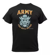 Camiseta Militar Manga Corta Negra Emblema Y Army
