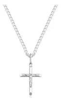 Corrente De Prata 925 Masculina Com Pingente Cruz Crucifixo