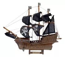 Navio Pirata Caravela Decorativo De Madeira 27x30x6 Cm