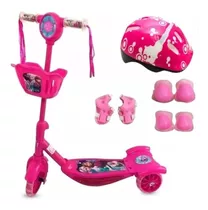 Patinete Infantil  Frozen Menina Musical+ Kit Proteção