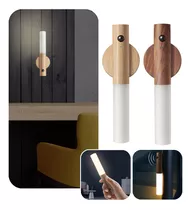 Luminária De Led Parede Sensor Quarto Portátil Usb Imã Mesa Estrutura Madeira Clara