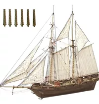 Kit De Barco De Vela De Madera, 7 Piezas De Bronce, Modelo D