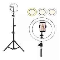 Iluminador Ring Ligth Anel Luz 26cm Make Fotos Com Tripé 1.60 Kit Completo Dimmer Selfie Youtuber Blogueiro Maquiagem