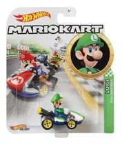 Luigi Standard Kart Hot Wheel Mario Kart Edición Limitada Color Blanco