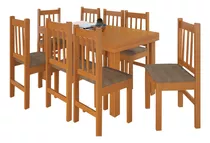 Juego De Comedor Madera Maciza Mesa + 8 Sillas Pino