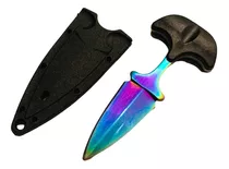 Mini Cuchillo Con Cadena Negra Táctico Militar De Puño 9 Cm