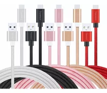 Paquete De 5 Cables De Cargador De Telefono Usb C 5 Colores