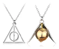 Kit Colar Relíquias Da Morte + Colar Pomo Ouro Harry Potter