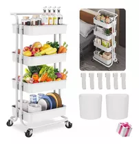 Carrito Organizador Multiusos 4 Niveles Con 360 Metal Ruedas