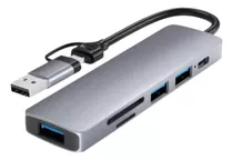 Hub Adaptador Multipuertos Usb C Memoria Notebook Pc 6 En 1