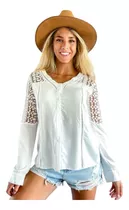 Camisa Importada Mujer Broderie Encaje Puntilla Basica Boho