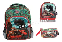 Set Cars Rex Mochila Oficio + Lonchera + Cartuchera Artesco 