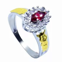 Anel De Formatura Feminino Prata 950 Símbolos Ouro 18k Af914