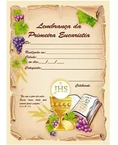 50 Unidades Certificado Lembrança Primeira Eucaristia
