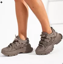 Zapatillas Mujer Con Plataforma Sneakers Urbanas Acordonadas