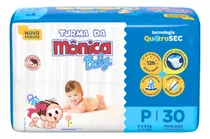 Fralda Descartável Turma Da Mônica Baby P Pacote 30 Unidades